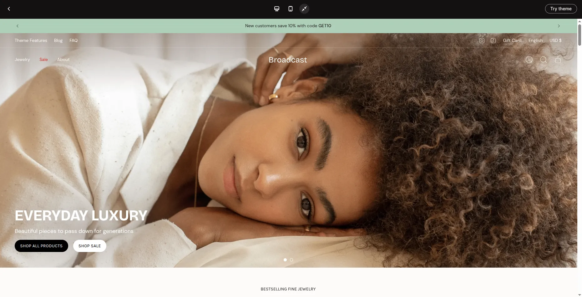 Broadcast Shopify theme