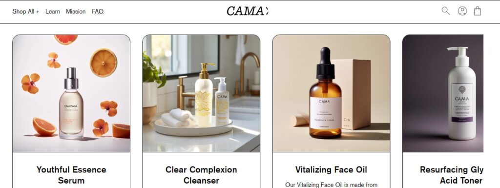 Cama Shopify theme for beauty products-min