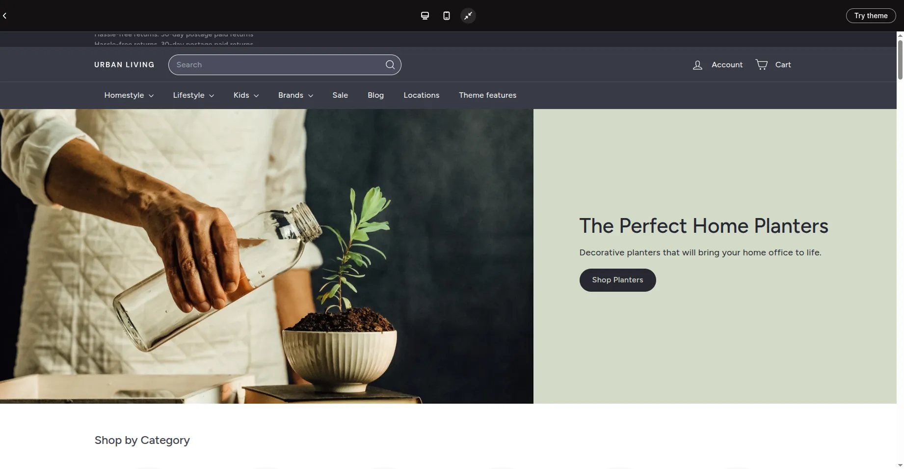 Expanse theme homepage highlighting promotions and sidebar filters