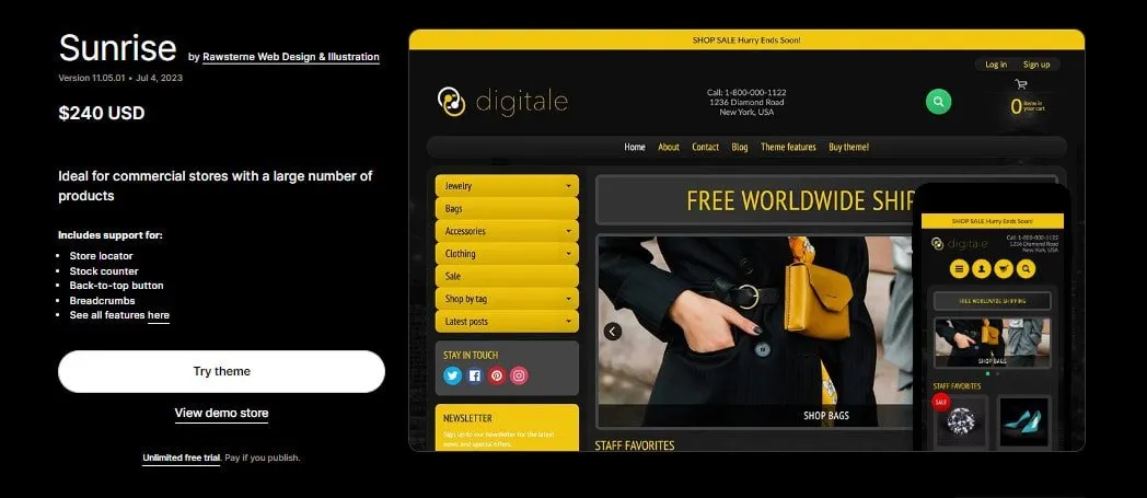Sunrise Theme for Jewelry Brands