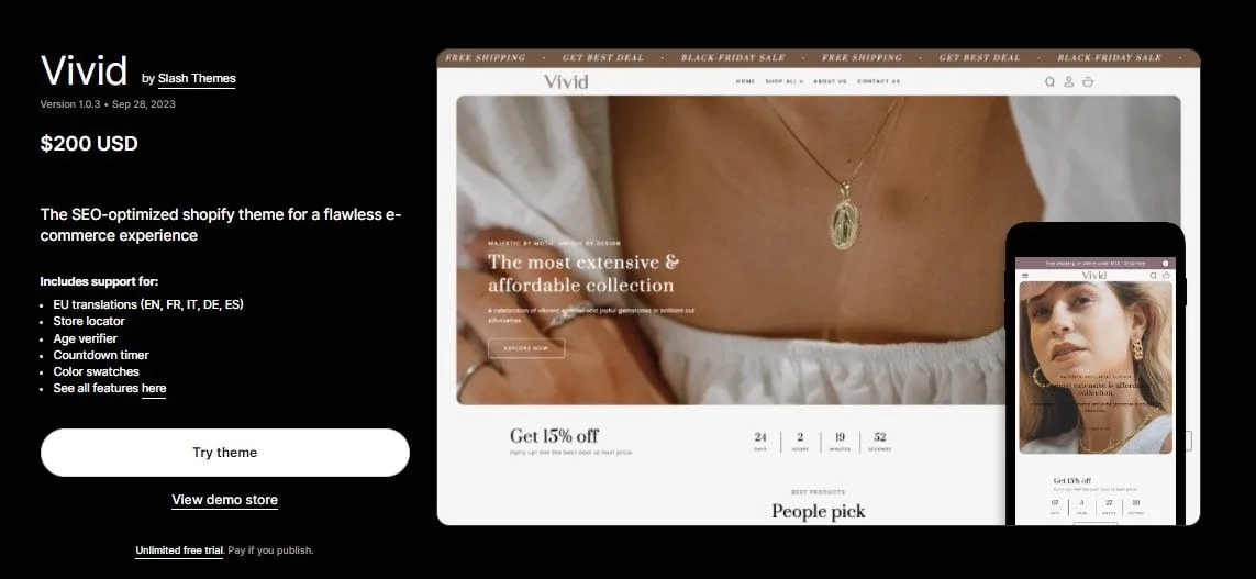 Vivid Theme for Jewelry Brands
