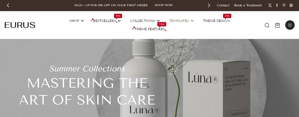 best Shopify themes for beauty products eurus theme