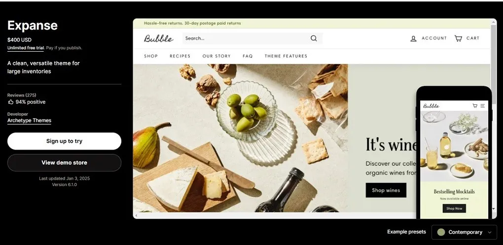 expanse-shopify-them- best shopify theme for supplements