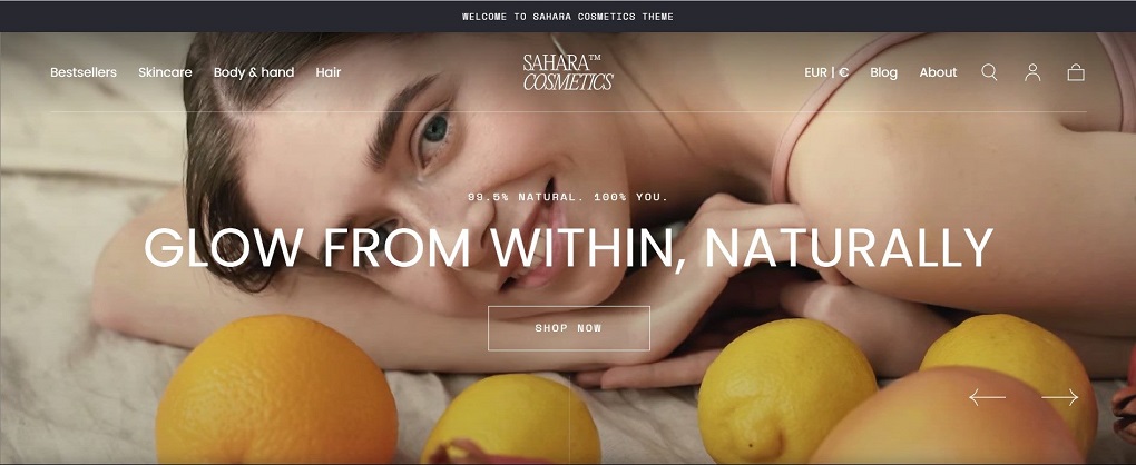 Top 10 Shopify themes for beauty products - Sahara theme