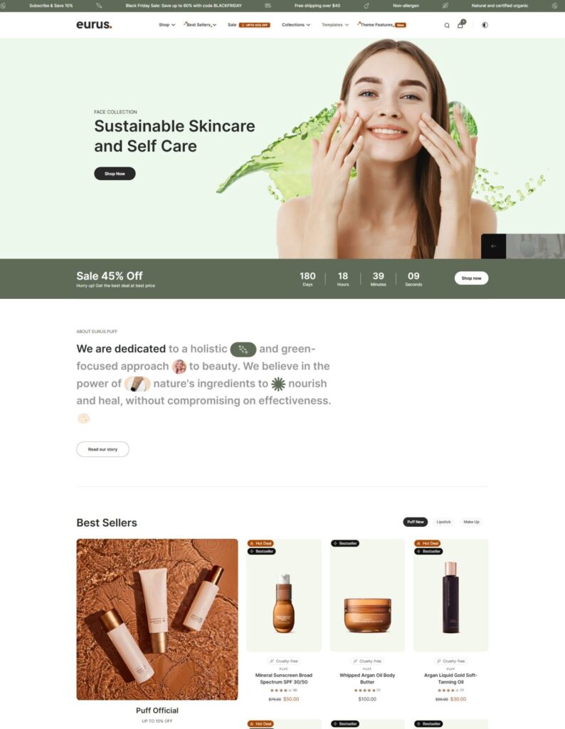 Eurus Shopify Theme - Eurus Puff preset
