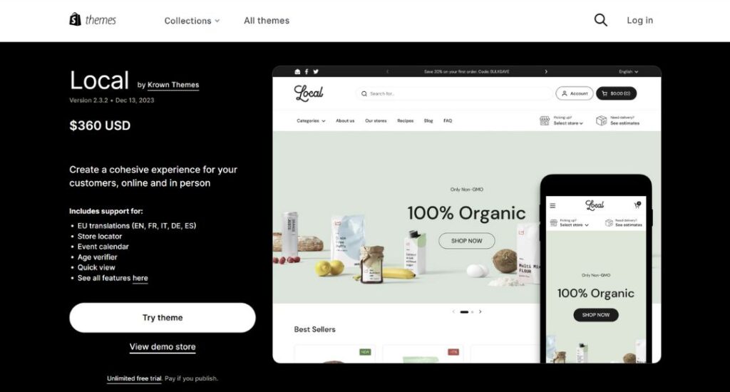 best shopify theme for food products