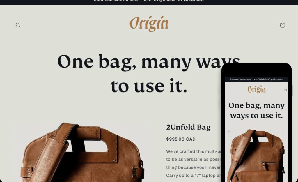 Origin - best free shopify themes for fashion