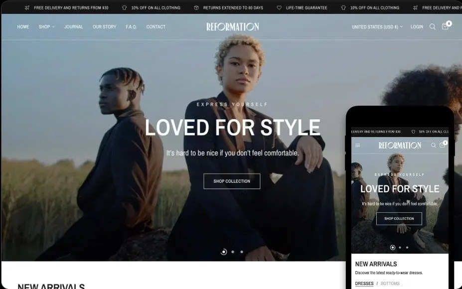 Reformation - streetwear shopify theme