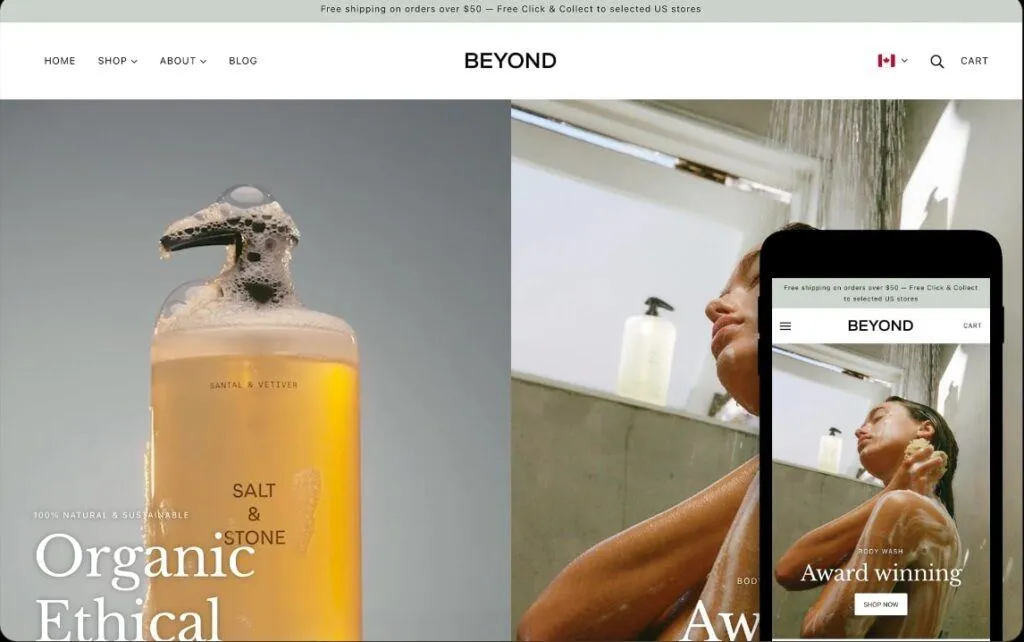Beyond -best minimalist shopify themes