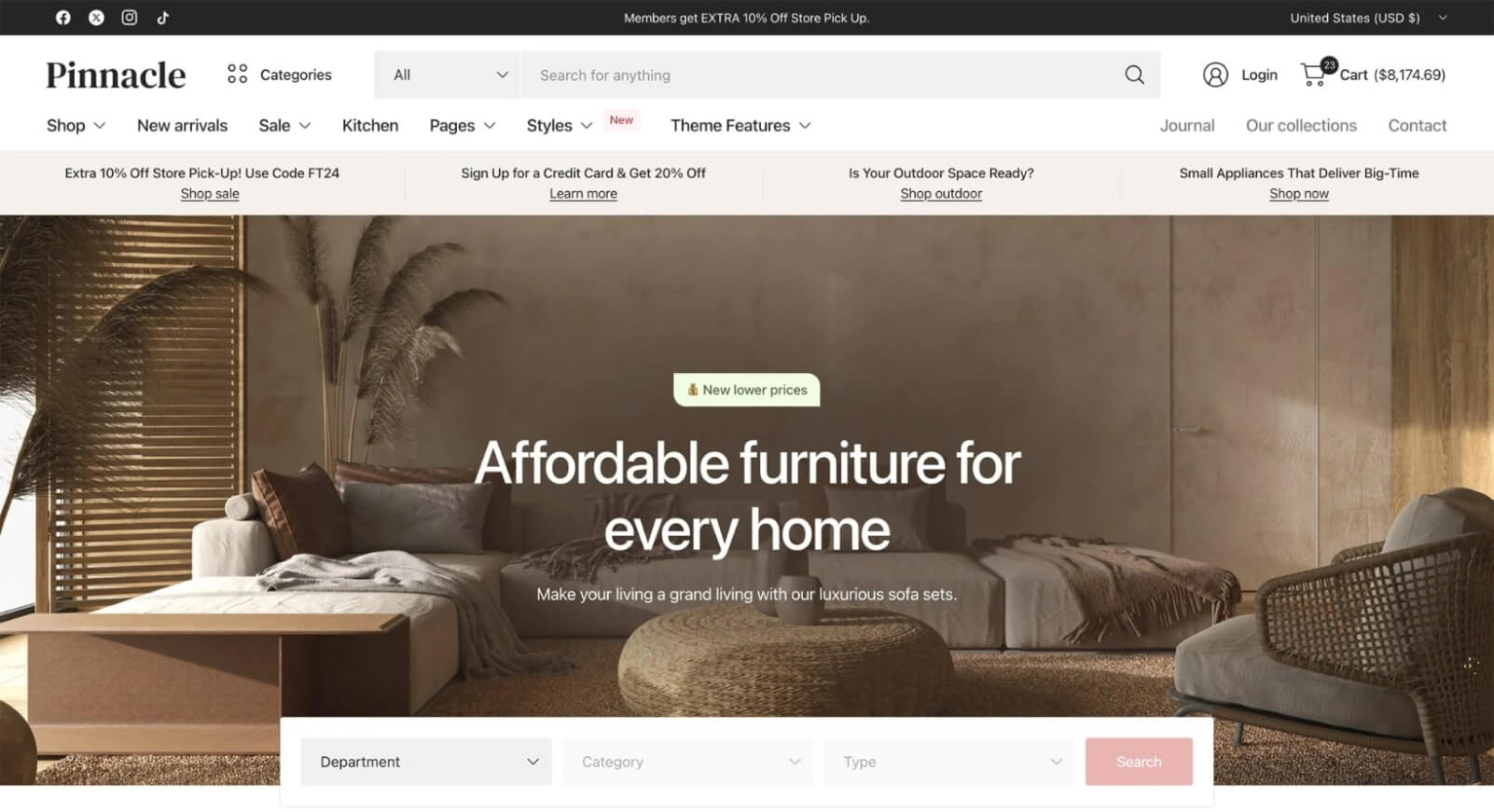 Pinnacle theme