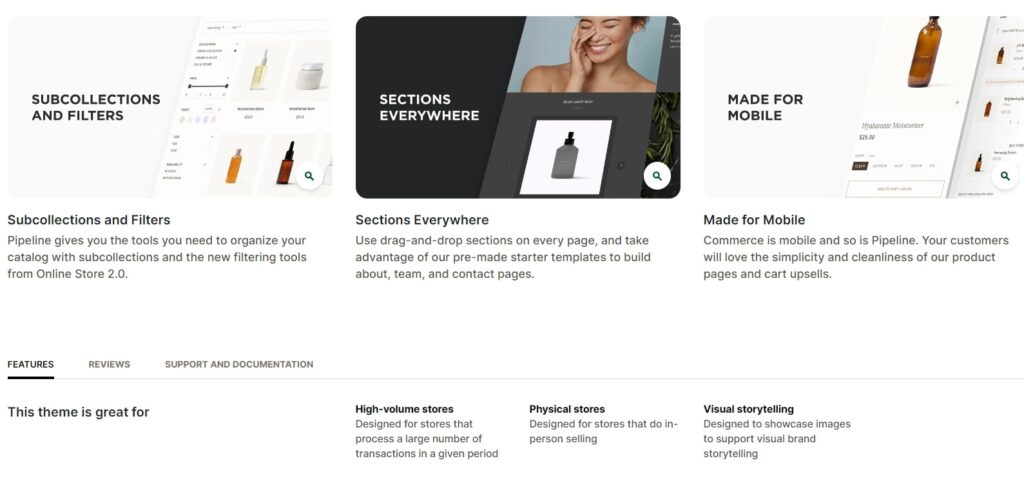 Pipeline Theme Shopify Features
