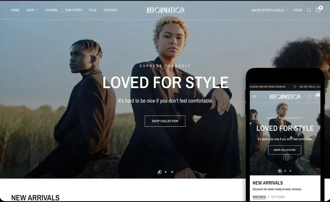 Reformation Shopify theme