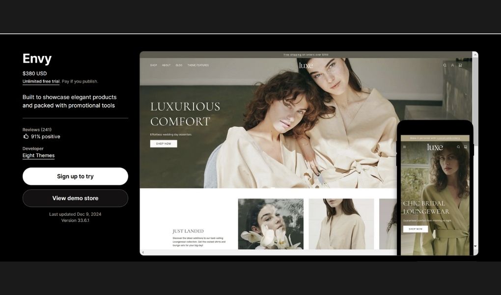 Top 10 best Shopify themes for Print on Demand - Envy