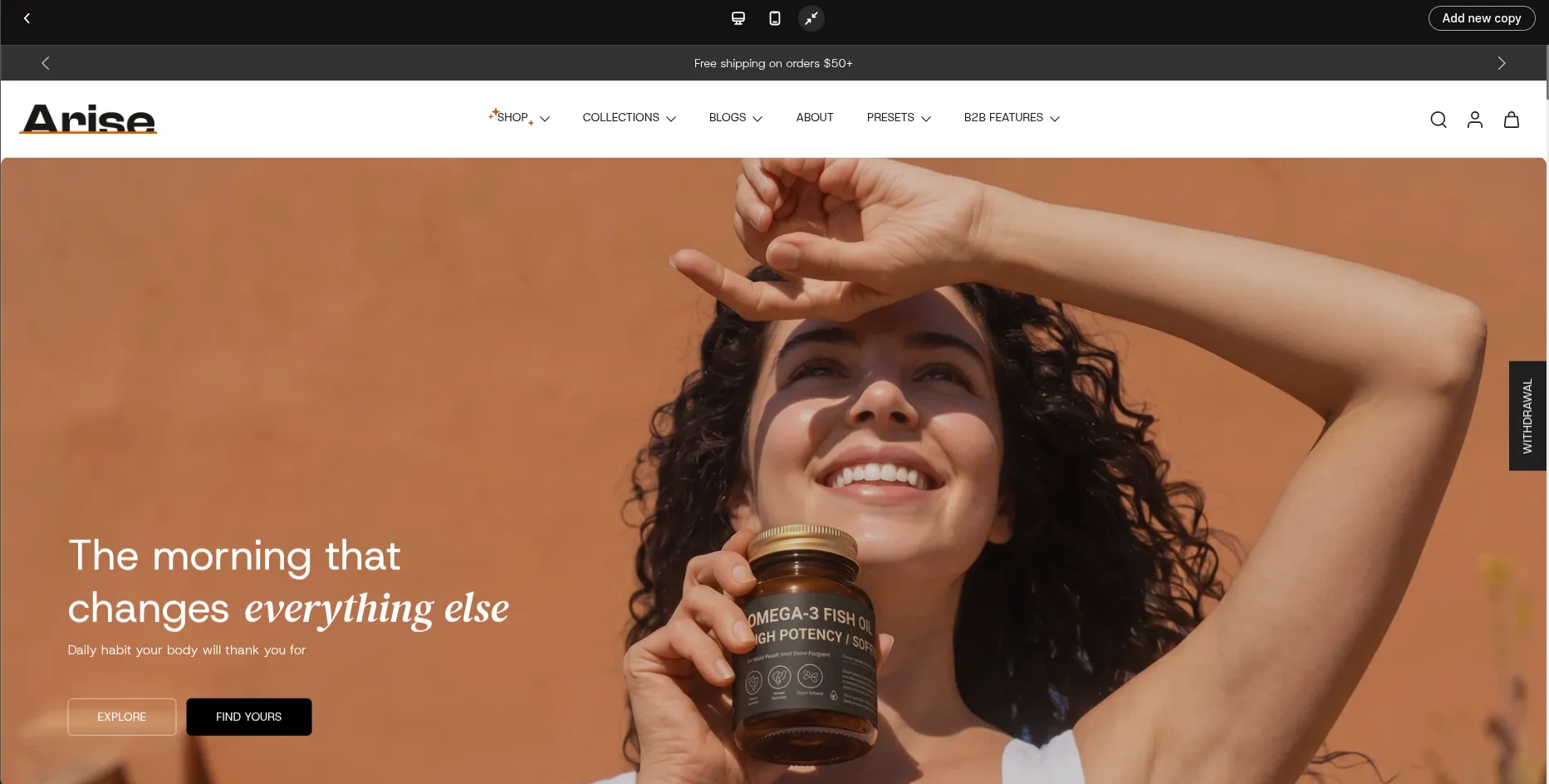 Eurus Shopify Theme Arise preset