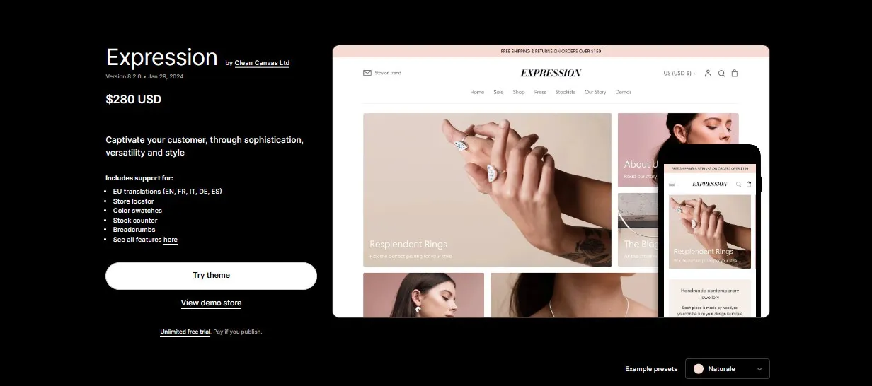 Expression shopify theme