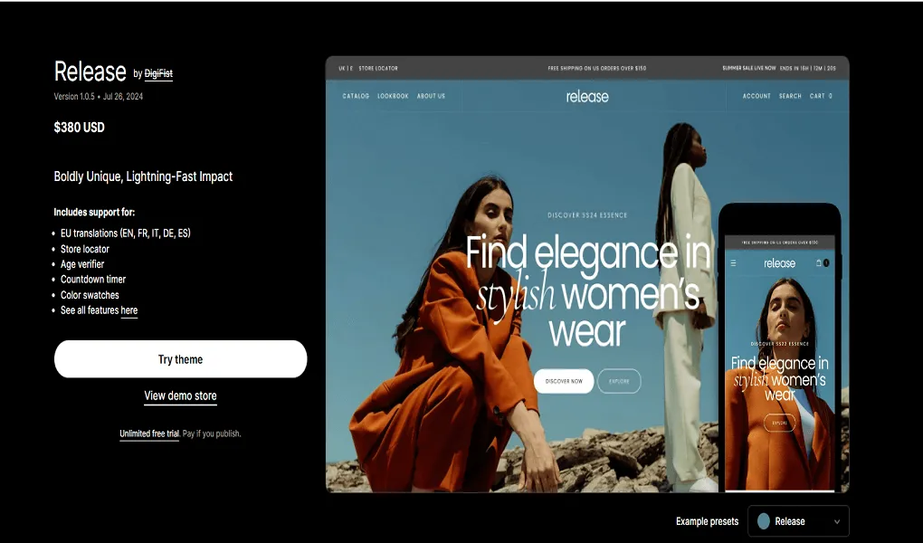 Release shopify theme