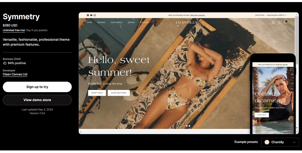 . Symmetry shopify theme - one of the best shopify themes for ecommerce