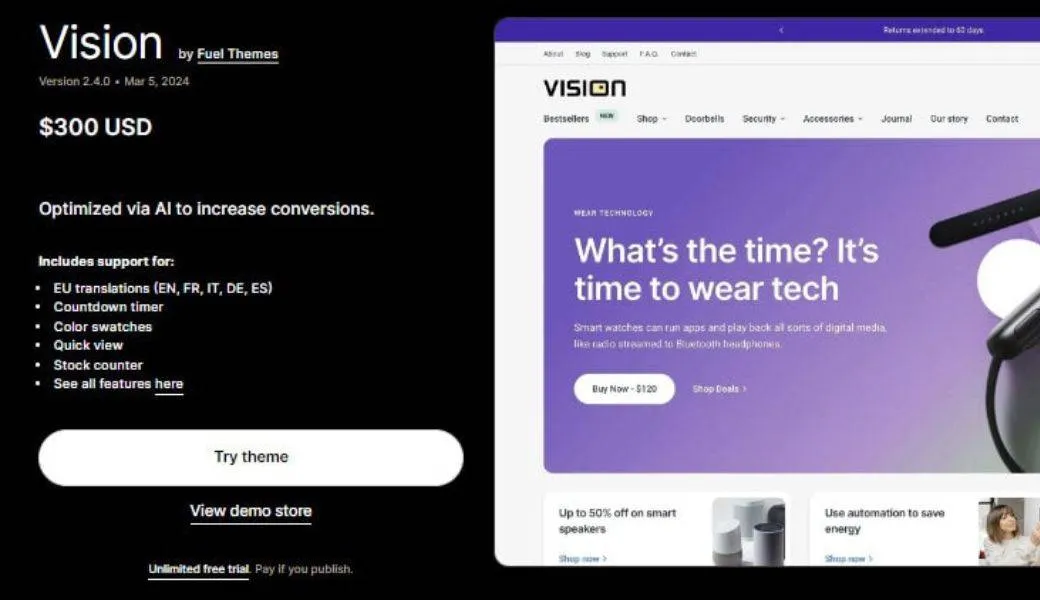 Vision shopify theme