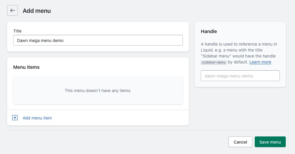 How to set up mega menu - stage 1 step 2