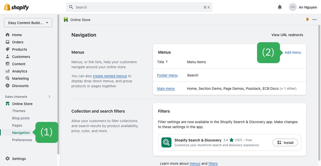 How to set up mega menu shopify
