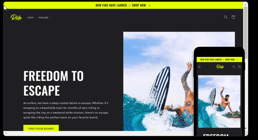 Ride is a free shopify theme