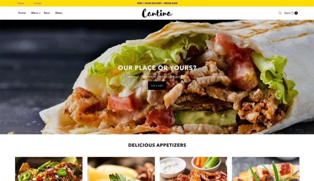 Vantage is a perfect choice if you are looking for Shopify themes for restaurants