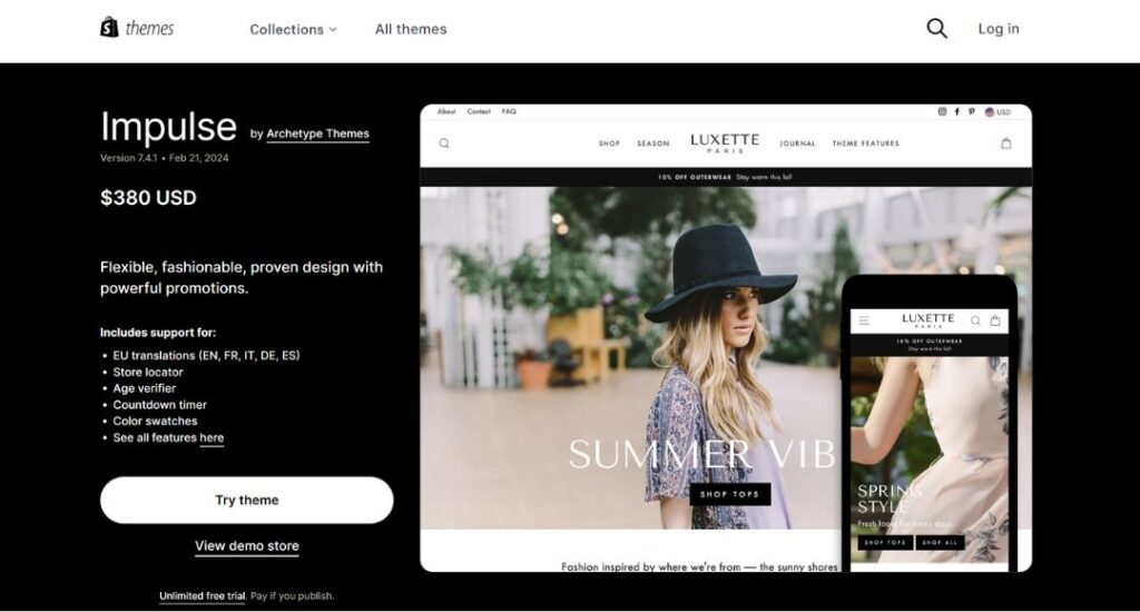 shopify impulse theme