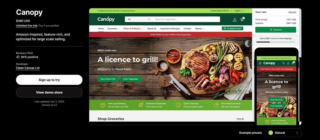 canopy shopify theme