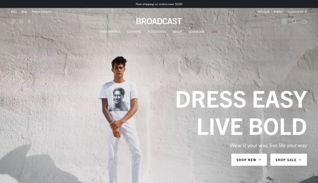 broadcast theme shopify review: mordern