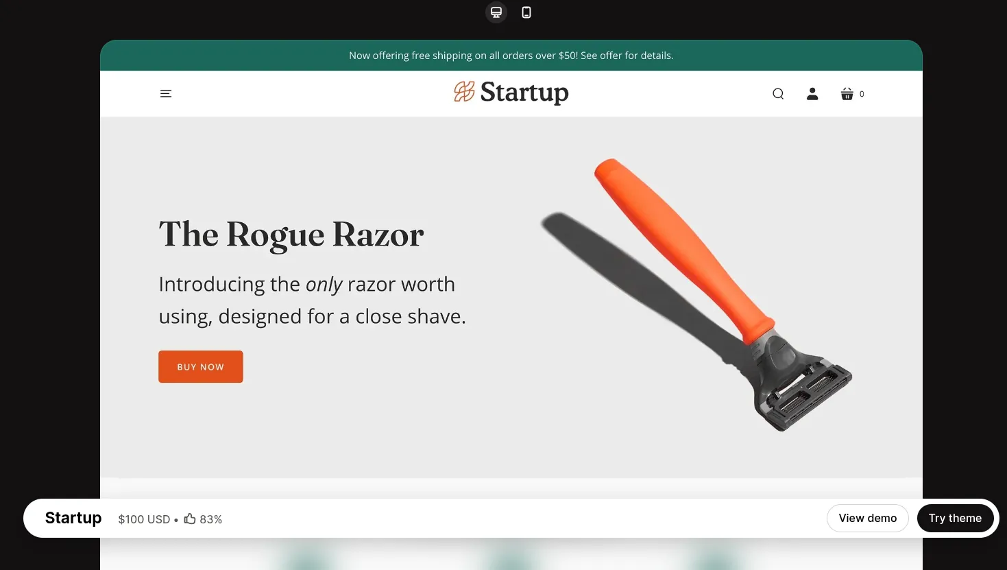 startup shopify theme