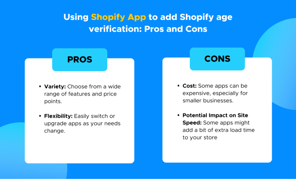 Pros and cons of using an app to add age verification on Shopify