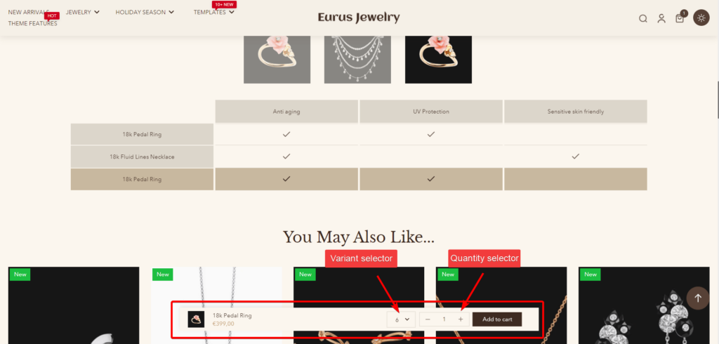 how to add sticky add to cart shopify by using Eurus Theme