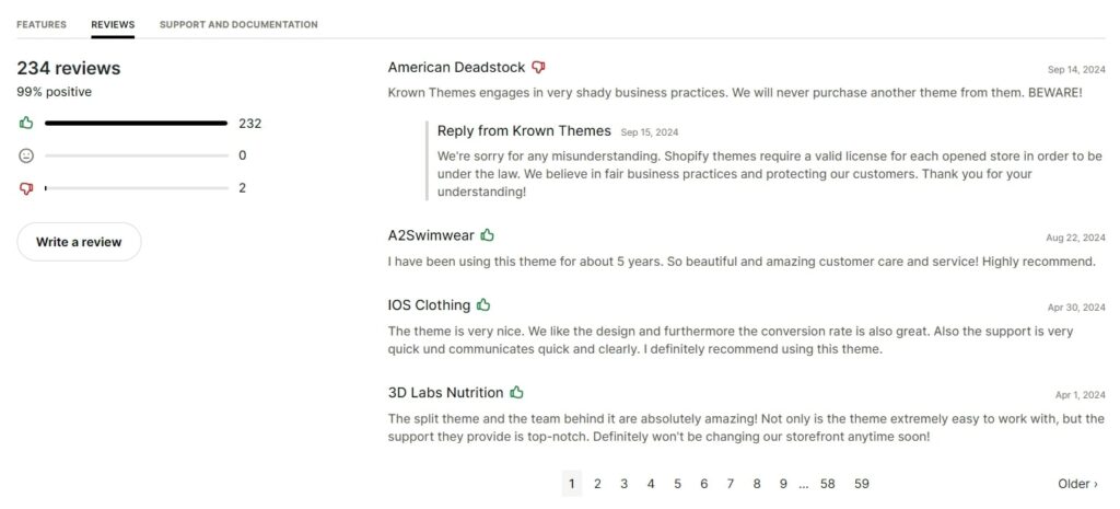 15 User review and rating about split theme shopify