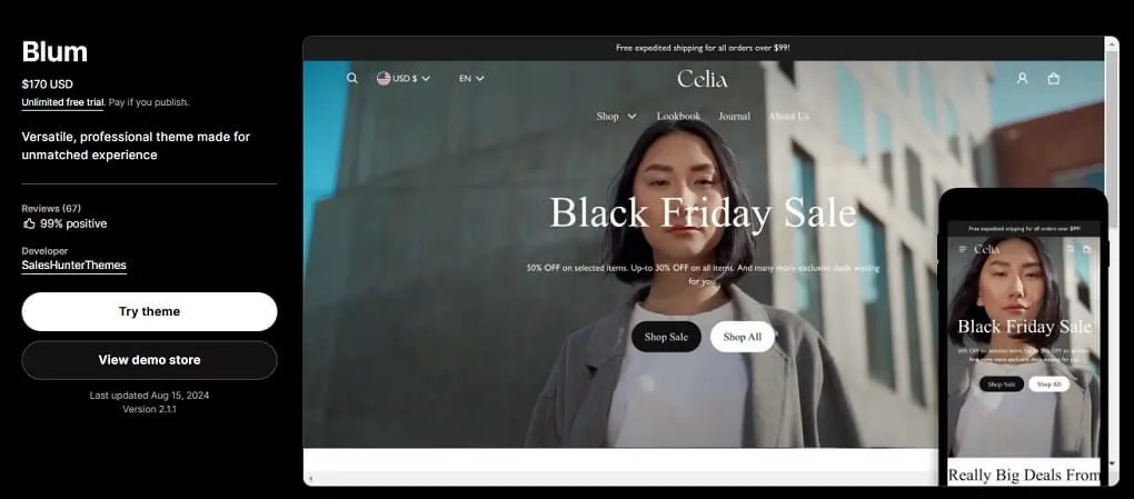 Blum theme shopify review