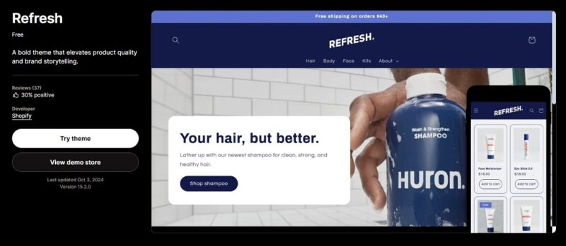 Refresh Shopify Theme Review: Pros, Cons and Alternative