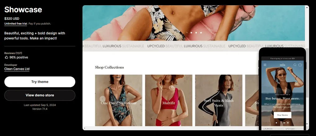 showcase shopify themes for service