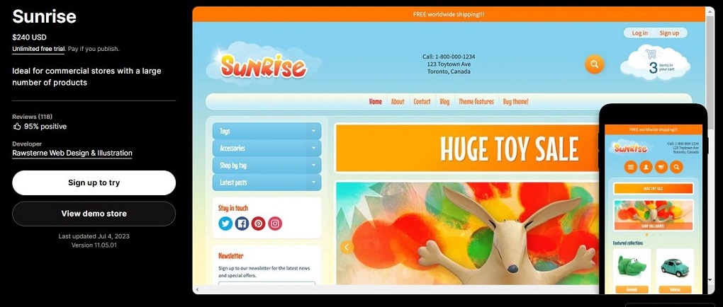 sunrise-shopify-theme-review