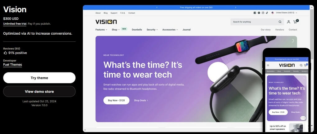 Vision shopify theme review