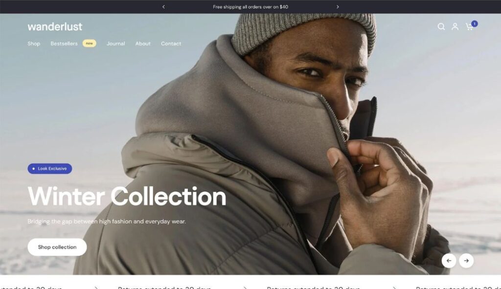 winter style theme of Vision shopify theme