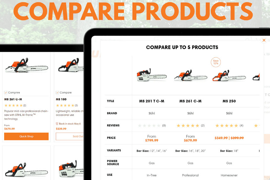 Avenue shopify theme review core feature: compare product