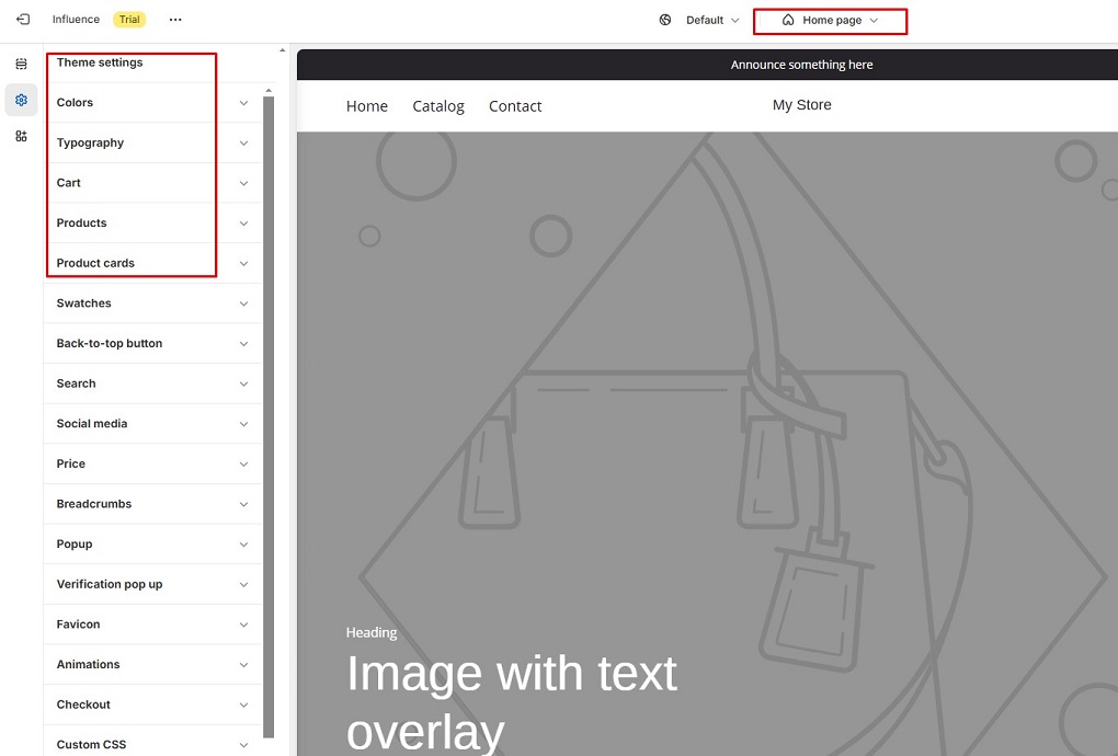 shopify-influence-theme-customization