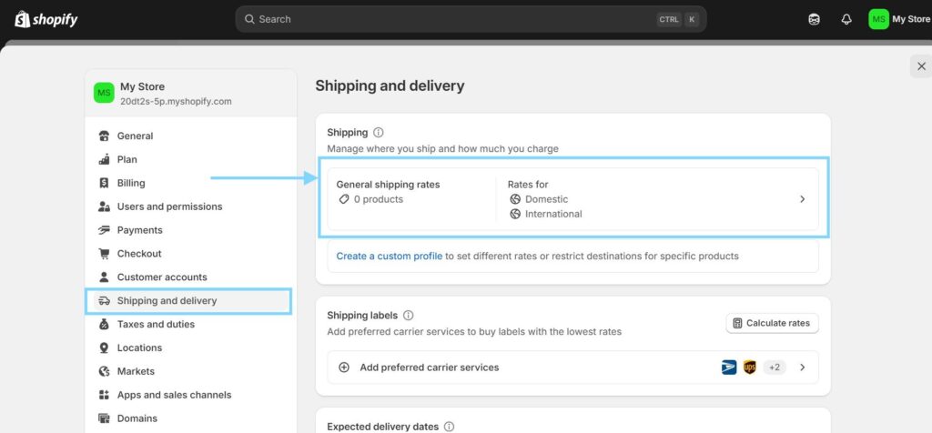 How to set up shipping options in Shopify