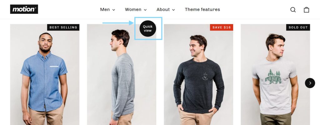 Motion Theme Shopify quick shop feature