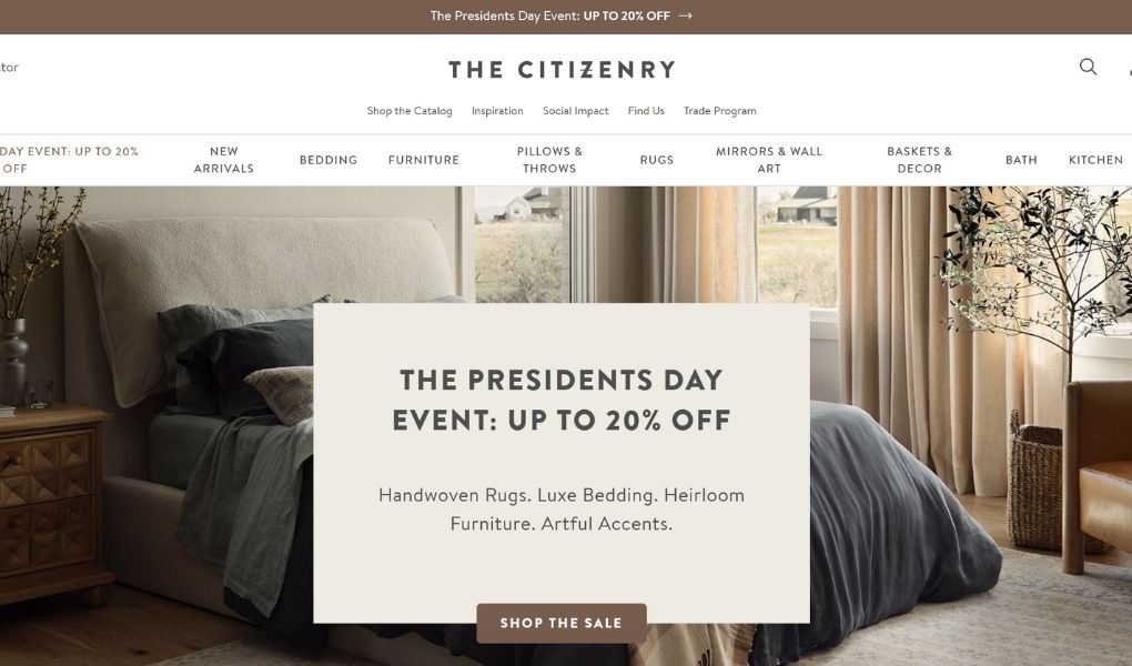 Citizenry store -Top 15 Home Decor Shopify Stores