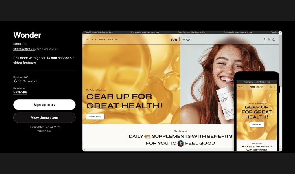 Wonder Shopify Theme: Wellness Preset