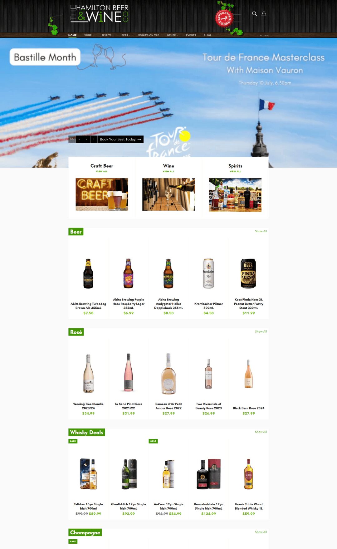 Beer and wine showcase store using Eurus Theme