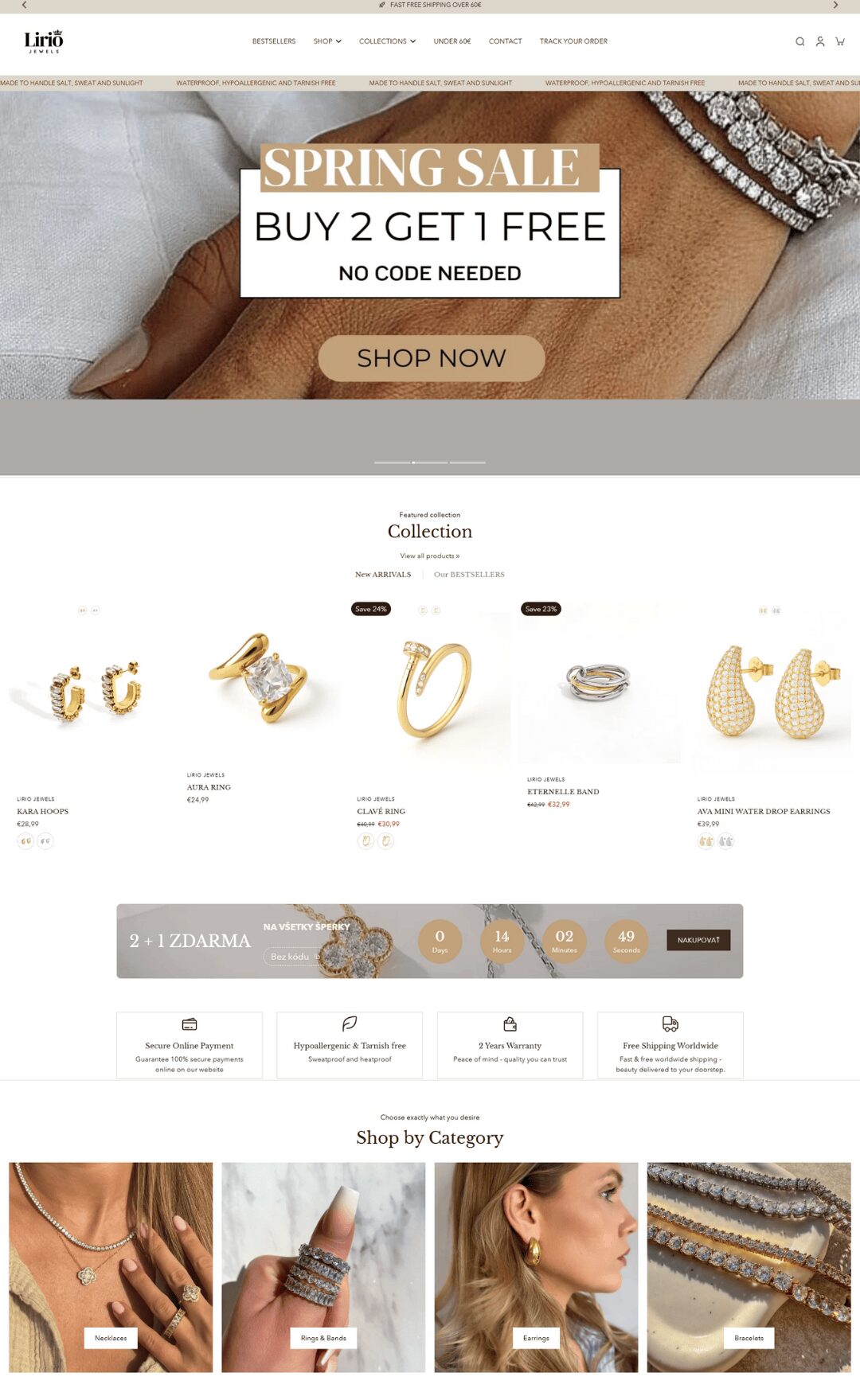 Lirio jewels showcase using Eurus Theme