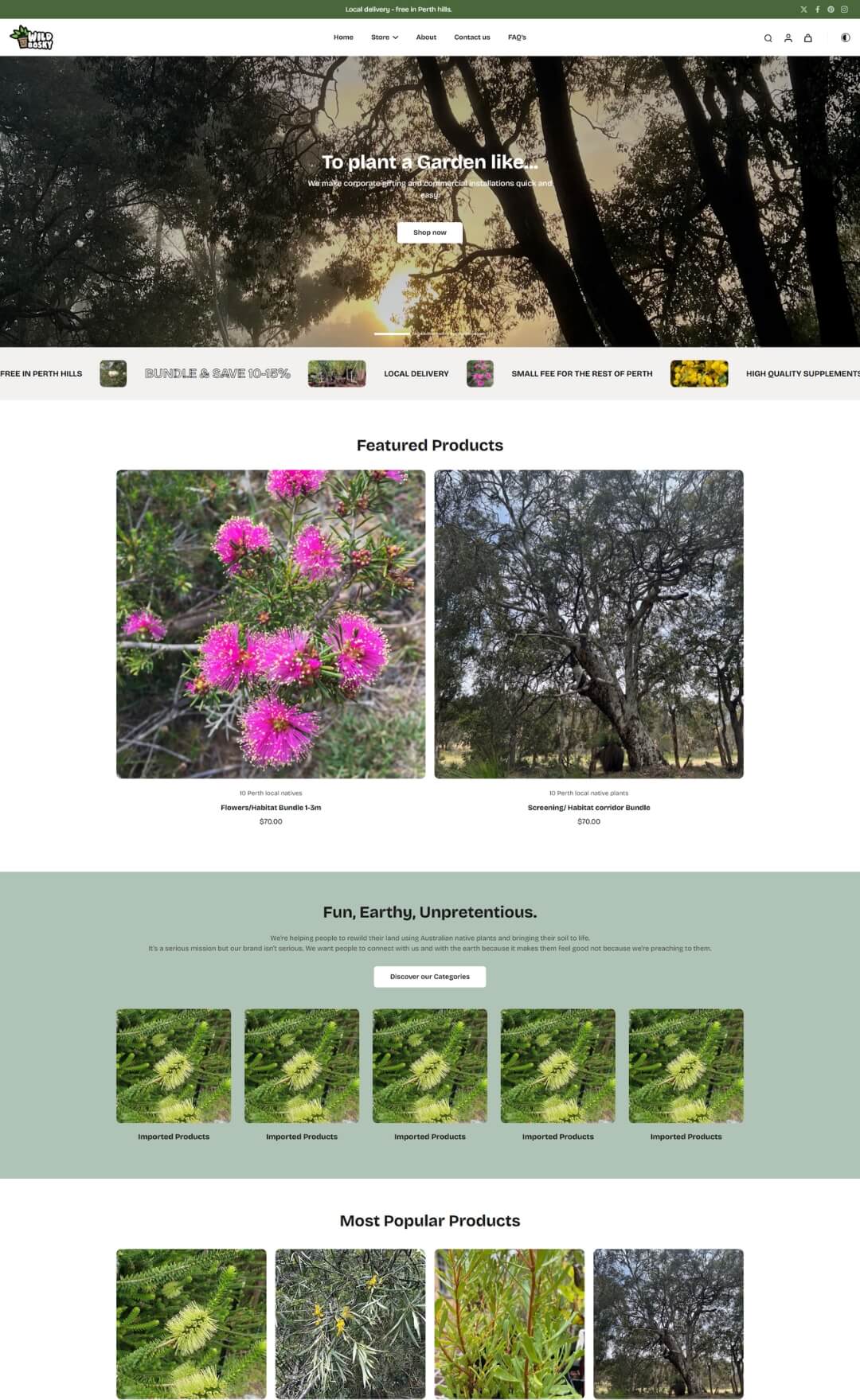 Wild Bosky showcase using Eurus Shopify Theme