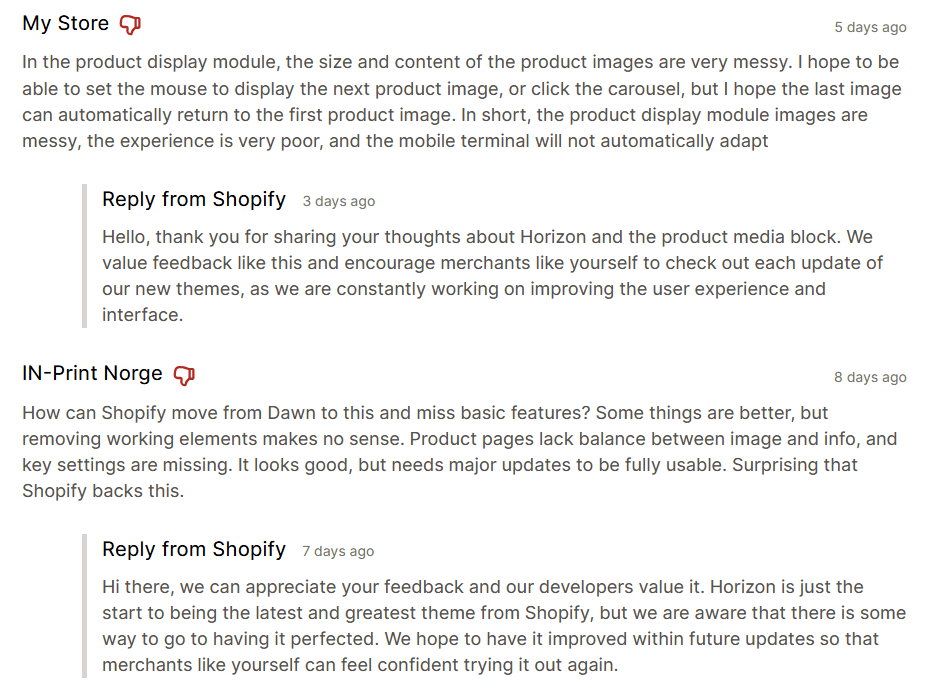 Not so happy thoughts about Shopify Horizon Themes