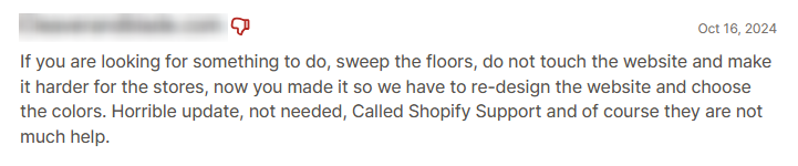 Unhappy reviews about FREE Shopify themes